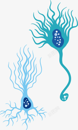 蓝色可爱神经细胞素材