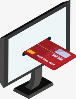 红色银行卡网上银行付款矢量图高清图片