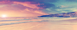 日落的沙滩海报背景七夕情人节素材