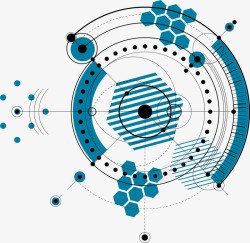 蓝色手绘几何科技边框素材