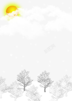 枝头积雪冬天下雪背景高清图片