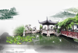 中国风庭院背景素材
