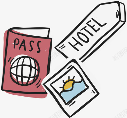 夏日元素图标矢量下载护照酒店门牌旅游出行元素图标矢矢量图图标