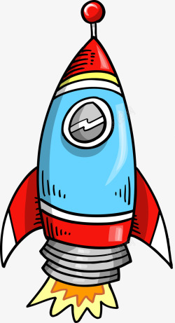 卡通红蓝色火箭矢量图素材