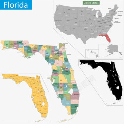 美国佛罗里达州地图素材