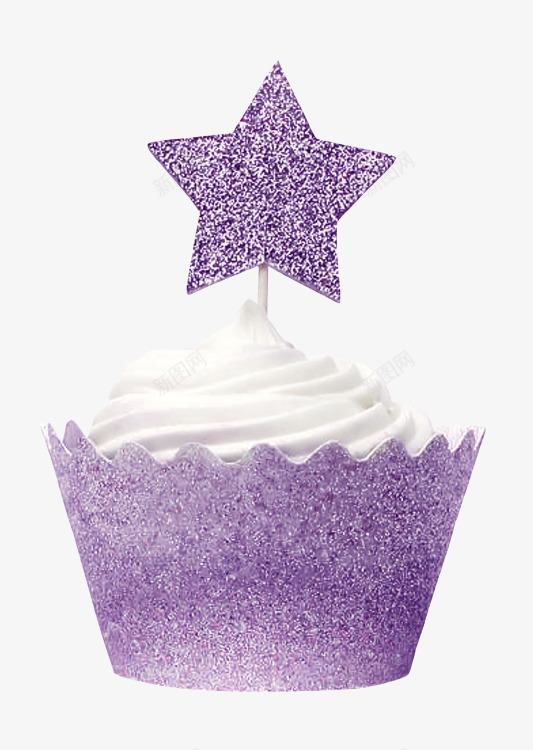 紫色纸杯奶油蛋糕png免抠素材_88icon https://88icon.com 奶油蛋糕 紫色星星 紫色蛋糕 纸杯蛋糕