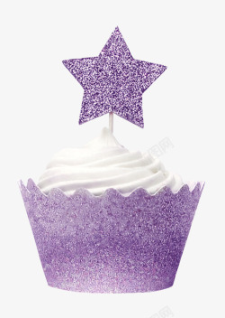紫色奶油紫色纸杯奶油蛋糕高清图片