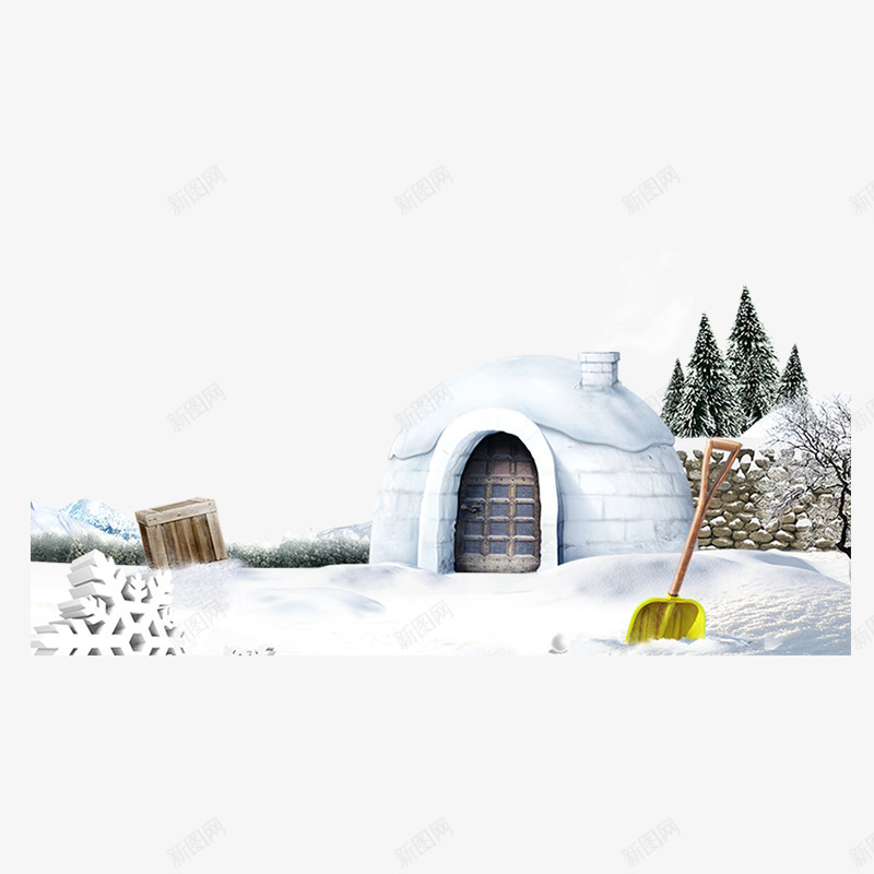 白色雪景冬天元素png免抠素材_88icon https://88icon.com 光泽 建筑 松树 植物 白色 绿色 自然 雪地 雪屋