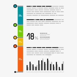 彩色柱形分析素材