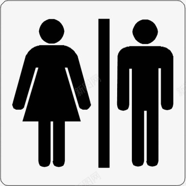 齐刘海女士男女厕所标志图标图标