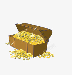 珠宝扁平化金币箱高清图片