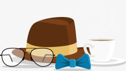 文艺风棕色帽子和眼镜素材