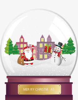 圣诞小镇下雪小镇水晶球矢量图高清图片