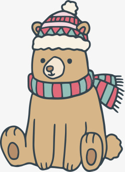 冬天卡通棕色大熊矢量图素材