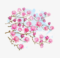 中国风粉色水彩桃花素材