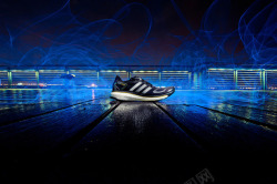 黑色运动鞋蓝光光效海报背景素材