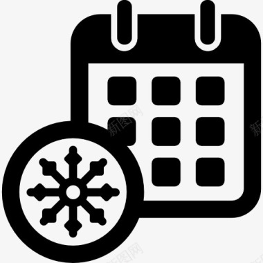四季交替Snowflake在日历图标图标