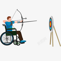轮椅男士射箭练习插画矢量图素材