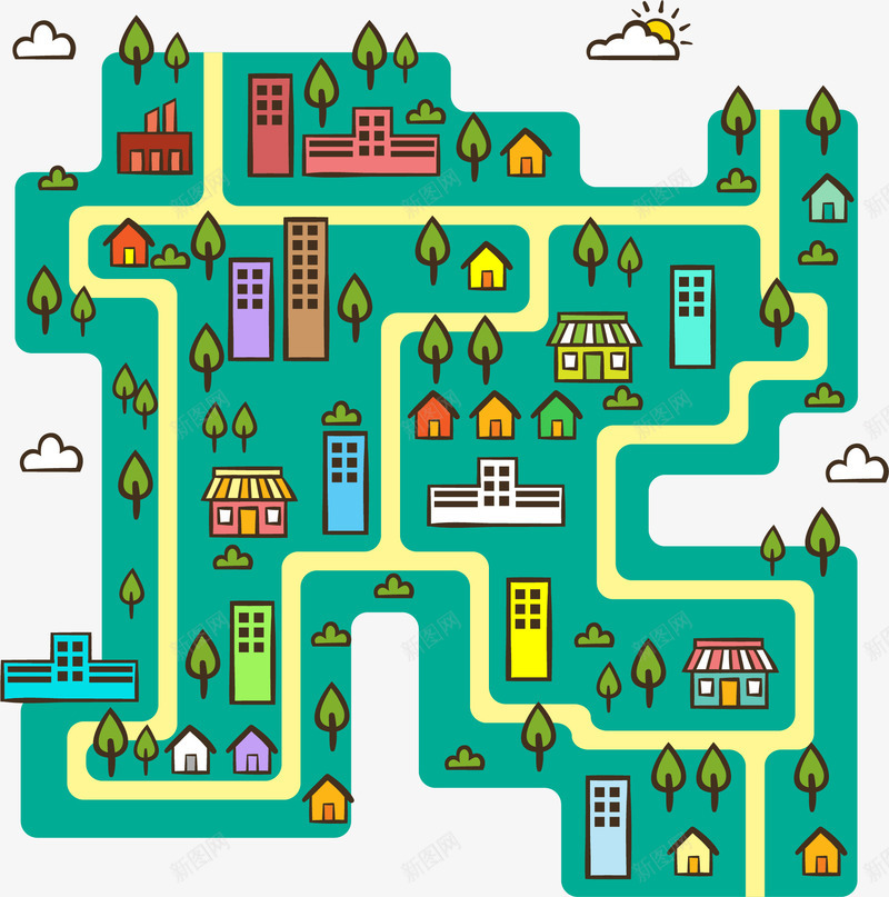 绿色城市规划图png免抠素材_88icon https://88icon.com 保护环境 城市建设 城市规划图 矢量素材 绿色城市