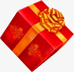 中秋节红礼盒黄色丝带素材