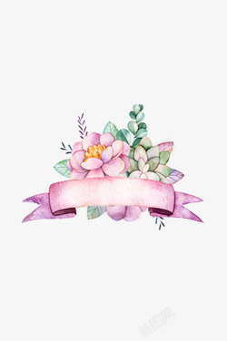 水彩粉色花卉图像素材