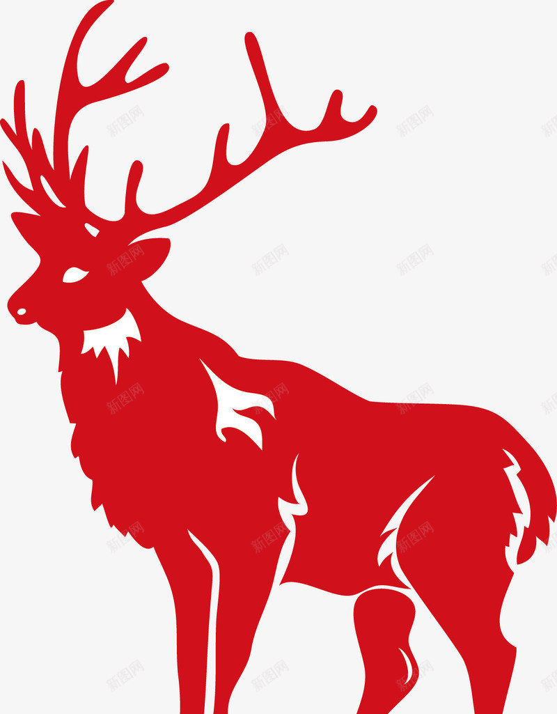 圣诞麋鹿元素矢量图ai免抠素材_88icon https://88icon.com 动物 圣诞节 扁平化风格 红色 矢量图