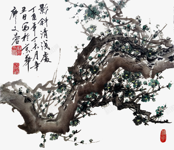 水墨梅花png图片免费下载-素材exfioif-88ICON