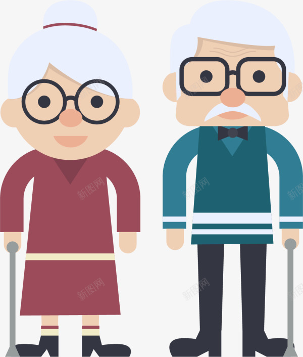 国际家庭日爷爷奶奶png免抠素材_88icon https://88icon.com 国际家庭日 开心 拄着拐杖 爷爷奶奶 白头发 老夫老妻