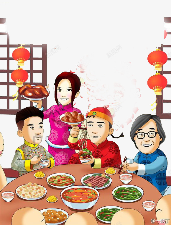 过年吃团圆饭png免抠素材_88icon https://88icon.com 一家人 全家福 全家福照片 家 温馨全家福 灯笼 过年吃团圆饭素材
