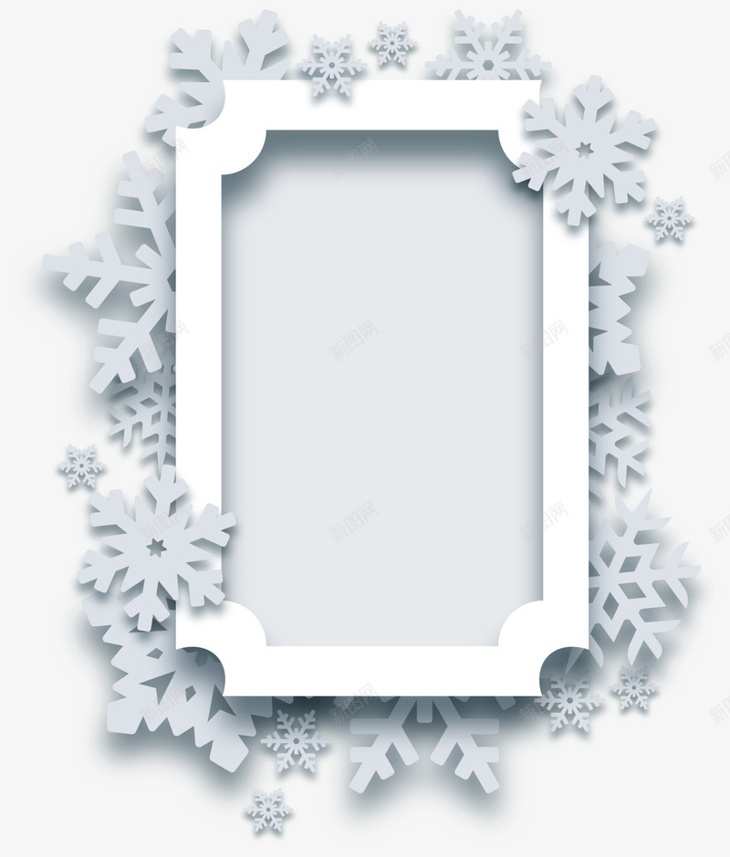 灰色雪花框架png免抠素材_88icon https://88icon.com 冬天 冬季 寒冬 灰色 灰色框架 边框纹理 雪花片 雪花边框