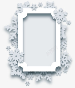 雪花片灰色雪花框架高清图片