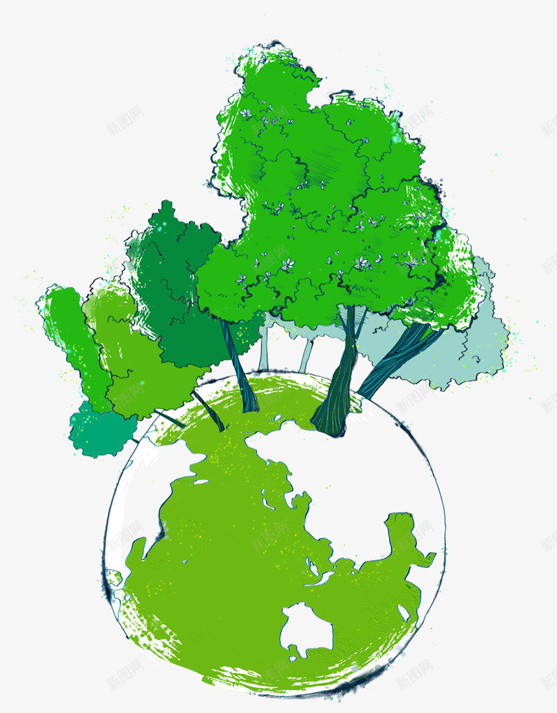 绿色生态地球png免抠素材_88icon https://88icon.com 保护唯一家园 地球 爱护地球 绿色环保 绿色生态地球
