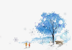 雪花大树冬天的树高清图片