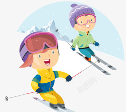 寒假出游冬季旅游滑雪插画高清图片