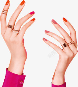 精致的手部女生红色指甲油素材