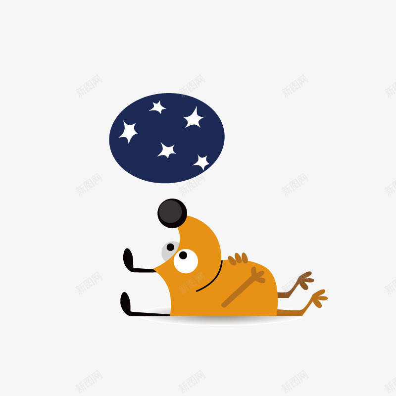 夜晚睡觉的小狗手绘图png免抠素材_88icon https://88icon.com 休息 动作 卡通 可爱的 夜晚 小狗 星星 躺着