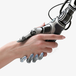 与机器人握手素材