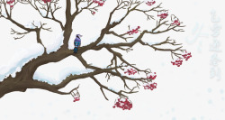 冬季枝头上的积雪插画素材