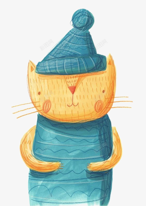 戴帽子的猫png免抠素材_88icon https://88icon.com 冬天 卡通 小猫 手绘 插画 猫咪 童话 绘本