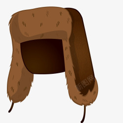 男士冬天护耳帽手绘卡通棕色雷锋帽高清图片