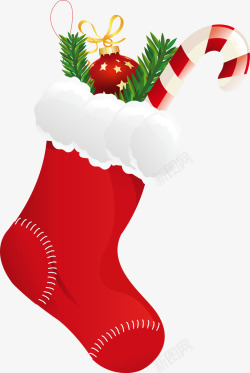 圣诞拐杖图片圣诞节红色袜子矢量图高清图片