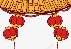 手绘中国风屋檐装饰素材