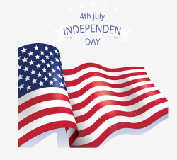 美国独立日飘扬国旗矢量图素材