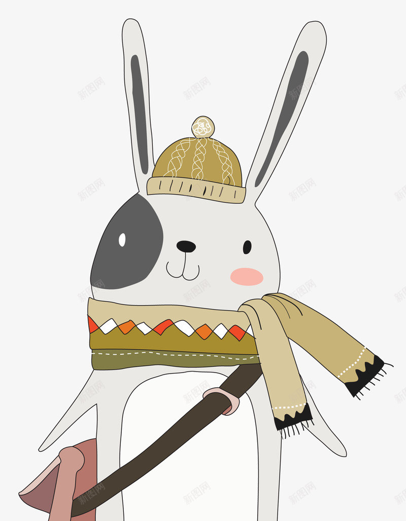 卡通手绘可爱的兔子png免抠素材_88icon https://88icon.com 冬天 创意 动漫动画 卡通手绘 可爱的兔子 围巾 简约