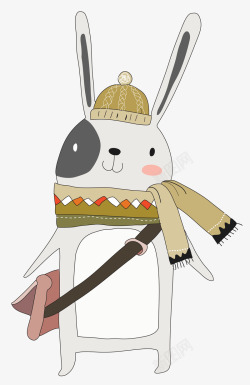 冬天兔子卡通手绘可爱的兔子高清图片