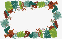 彩色冬天的树叶边框矢量图素材