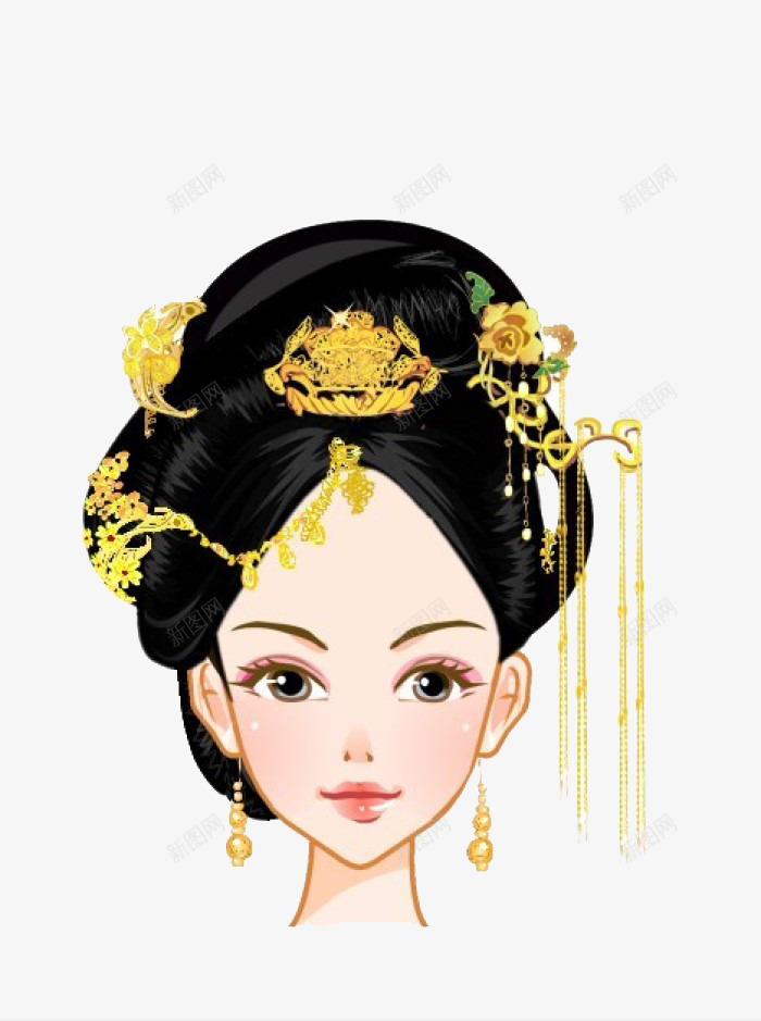 古风人物贵妃的发型插图png免抠素材_88icon https://88icon.com 卡通手绘 发型 发簪 古代妇女 古装 古风 古风头像 珠宝 美女