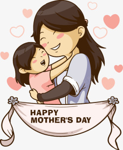 拥抱的母子母亲节卡通主题装饰插图拥抱的母高清图片