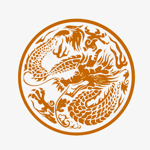 中国龙图腾圆形图案psd免抠素材_88icon https://88icon.com 中国龙 古代图腾 图腾 圆图腾 橘色图腾 王室象征 装饰素材 飞龙 黄色 龙形图腾