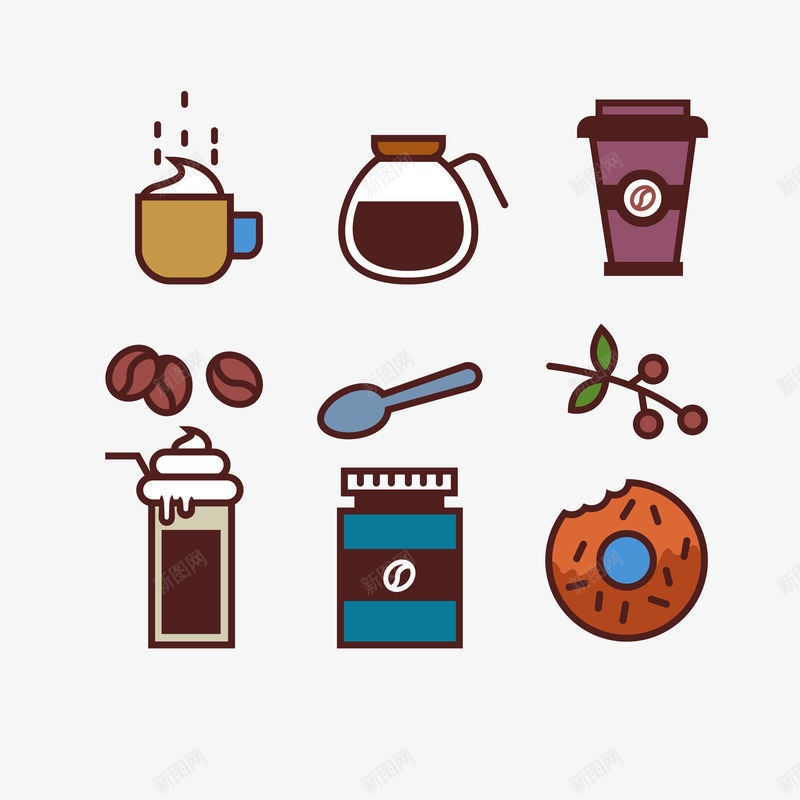 可爱饮品甜品背景图psd免抠素材_88icon https://88icon.com 可爱 咖啡 咖啡豆 手绘 甜甜圈 饮品